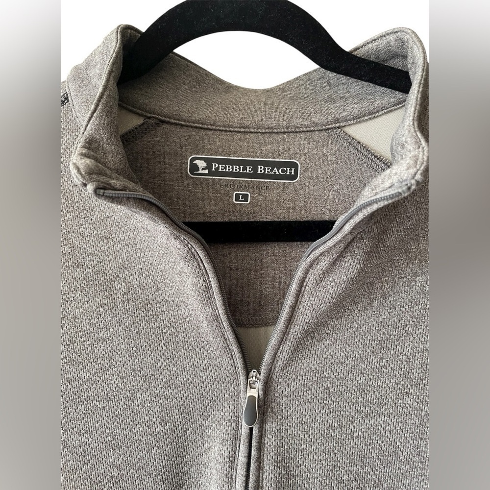 Pebble Beach Performance Gray Green Quarter 1/4 Zip Jacket Long Sleeve Large - Picture 2 of 4